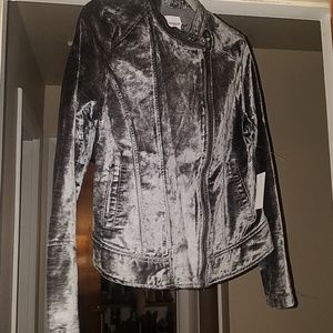 Kensie Jean's Grey Velvet Moto Jacket